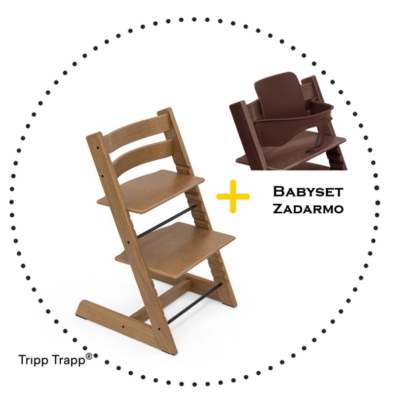 Jedálenská stolička Stokke Tripp Trapp Oak Brown + Babyset