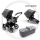 BUGABOO Donkey 3 Duo Podvozok ALU poťah športového sedadla, hlboká vanička GREY MELANGE strieška GREY MELANGE