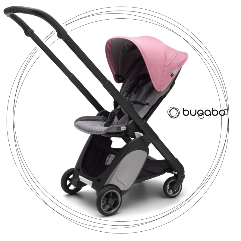 BUGABOO Ant Podvozok BLACK poťah športového sedadla GREY MELANGE strieška PINK MELANGE