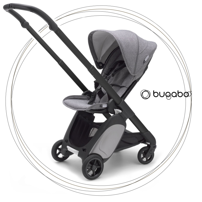 BUGABOO Ant Podvozok BLACK poťah športového sedadla GREY MELANGE strieška GREY MELANGE