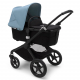 BUGABOO Fox 2 - 2. kombinácia Podvozok BLACK, poťah športového sedadla, hlboká vanička BLACK strieška VAPOR BLUE