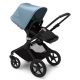 BUGABOO Fox 2 - 2. kombinácia Podvozok BLACK, poťah športového sedadla, hlboká vanička BLACK strieška VAPOR BLUE