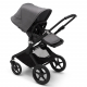 BUGABOO Fox 2 - 2. kombinácia Podvozok BLACK, poťah športového sedadla, hlboká vanička GREY MELANGE strieška GREY MELANGE