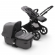 BUGABOO Fox 2 - 2. kombinácia Podvozok BLACK, poťah športového sedadla, hlboká vanička GREY MELANGE strieška GREY MELANGE