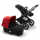 BUGABOO Fox 2 - 2. kombinácia Podvozok BLACK poťah športového sedadla, hlboká vanička BLACK strieška RED