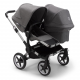 BUGABOO Donkey 3 Twin Podvozok ALU poťah športového sedadla, hlboká vanička GREY MELANGE strieška GREY MELANGE