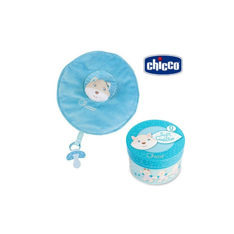 CHICCO Spinkáčik s držiakom na cumlík - Modrý