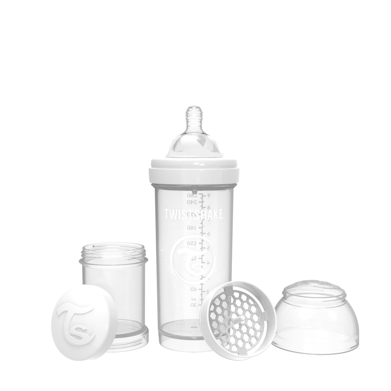 TWISTSHAKE Dojčenská fľaša Anti-Colic 260ml (cuml.M) - Biela