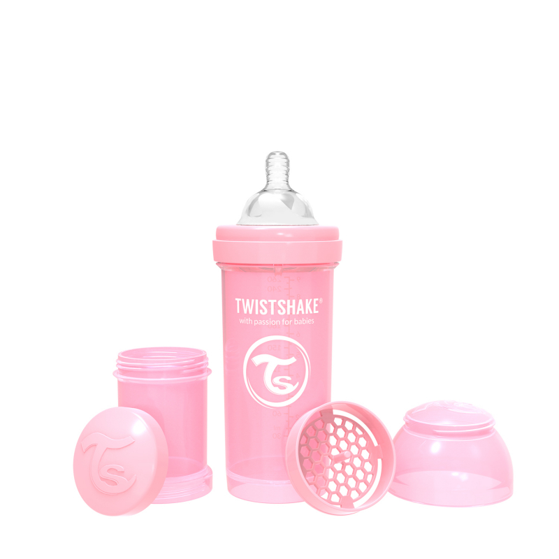 TWISTSHAKE Dojčenská fľaša Anti-Colic 260ml (cuml.M) - Pastelovo ružová