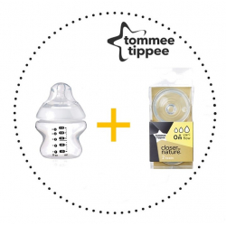 TOMMEE TIPPEE Set Fľaša 150 ml 1ks + Cumlíky pre Fľaše VARIFLOW 0m+ 2ks