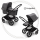 BUGABOO Fox 2 - 2. kombinácia Podvozok BLACK, poťah športového sedadla, hlboká vanička GREY MELANGE strieška GREY MELANGE