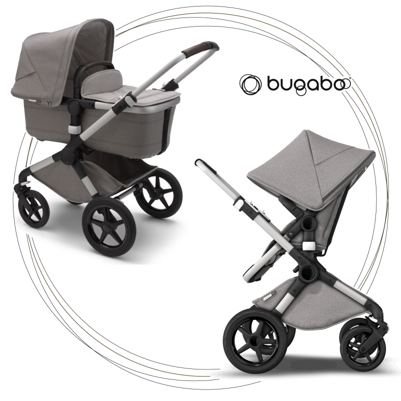 BUGABOO Fox 2 - 2. kombinácia Mineral Colection Podvozok ALU, poťah športového sedadla, hlboká vanička, strieška LIGHT GREY