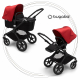 BUGABOO Fox 2 - 2. kombinácia Podvozok BLACK poťah športového sedadla, hlboká vanička BLACK strieška RED