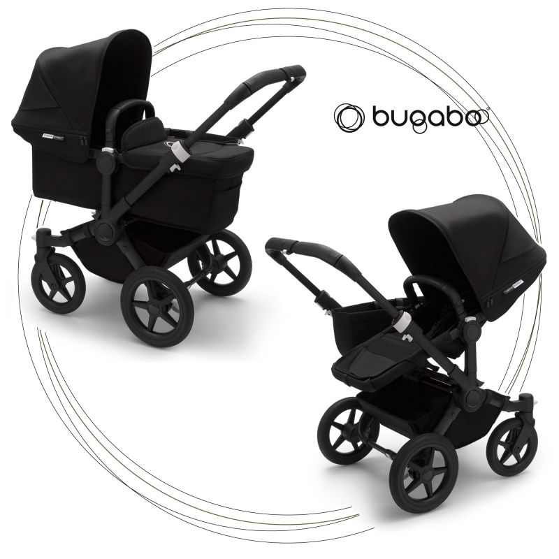 BUGABOO Donkey 3 Mono 2. kombinácia Podvozok BLACK poťah športového sedadla, hlboká vanička BLACK strieška BLACK