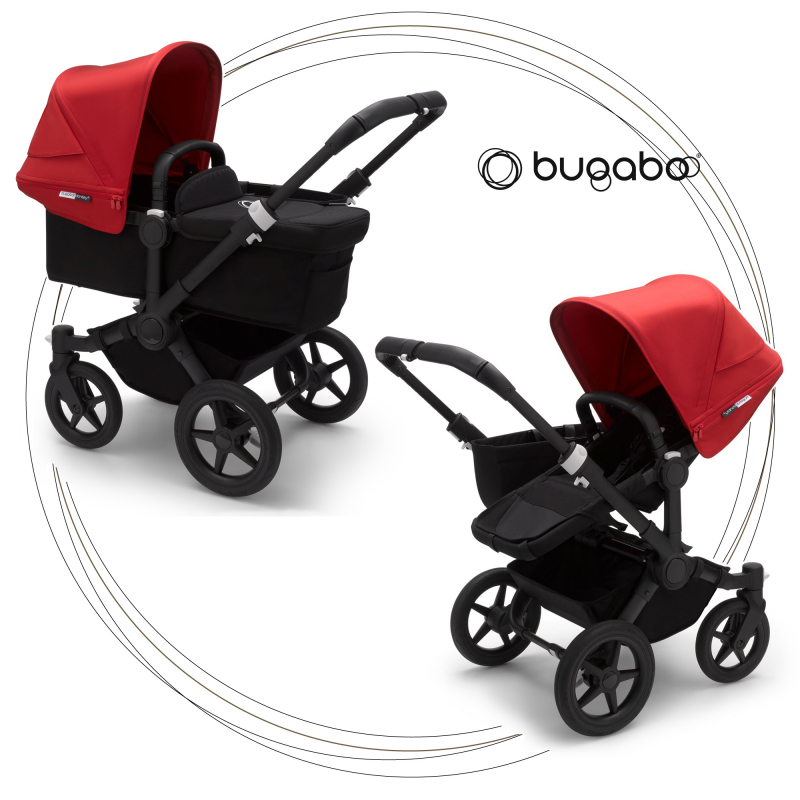 BUGABOO Donkey 3 Mono 2. kombinácia Podvozok BLACK poťah športového sedadla, hlboká vanička BLACK strieška RED