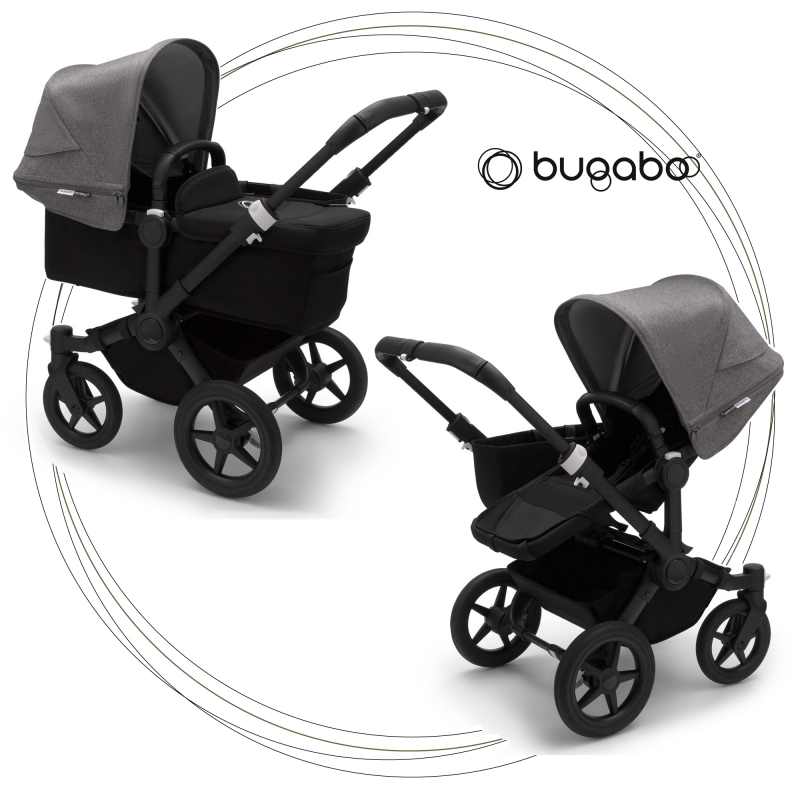 BUGABOO Donkey 3 Mono 2. kombinácia Podvozok BLACK poťah športového sedadla, hlboká vanička BLACK strieška GREY MELANGE