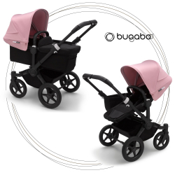 BUGABOO Donkey 3 Mono 2. kombinácia Podvozok BLACK poťah športového sedadla, hlboká vanička BLACK strieška SOFT PINK