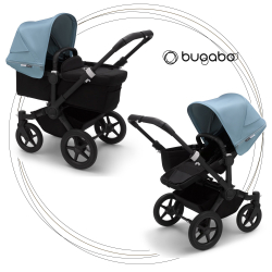 BUGABOO Donkey 3 Mono 2. kombinácia Podvozok BLACK poťah športového sedadla, hlboká vanička BLACK strieška VAPOR BLUE