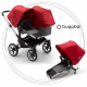 BUGABOO Donkey 3 Duo Podvozok ALU poťah športového sedadla, hlboká vanička GREY MELANGE strieška RED