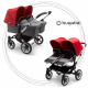 BUGABOO Donkey 3 Twin Podvozok ALU poťah športového sedadla, hlboká vanička GREY MELANGE strieška RED