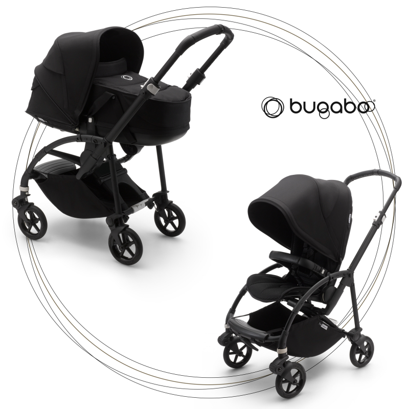 BUGABOO Bee6 - 2 kombinácia podvozok BLACK, poťah športového sedadla BLACK, hlboká vanička BLACK, strieška BLACK