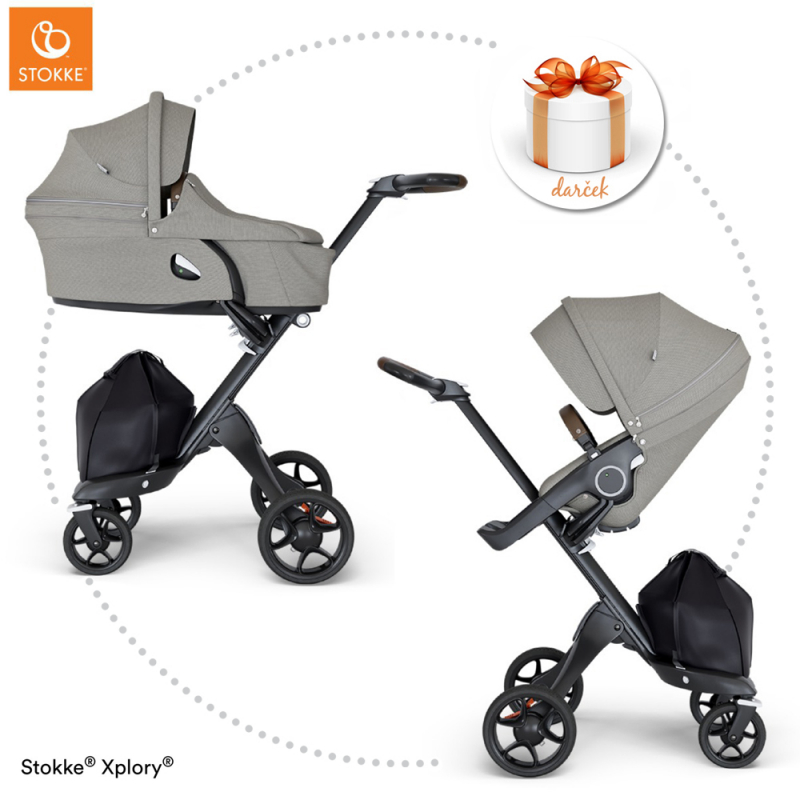 STOKKE Xplory V6 Black/Brown Športový kočík, hlboká vanička brushed grey