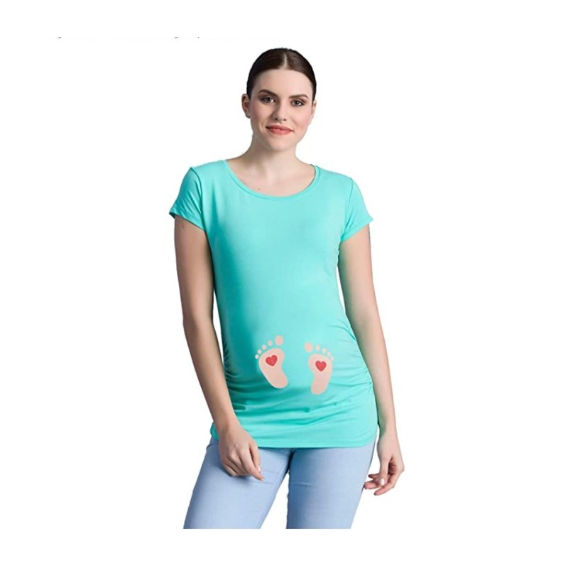 MAMIMODE Tričko s motívom BABY FUSSE Turquoise krátky rukáv