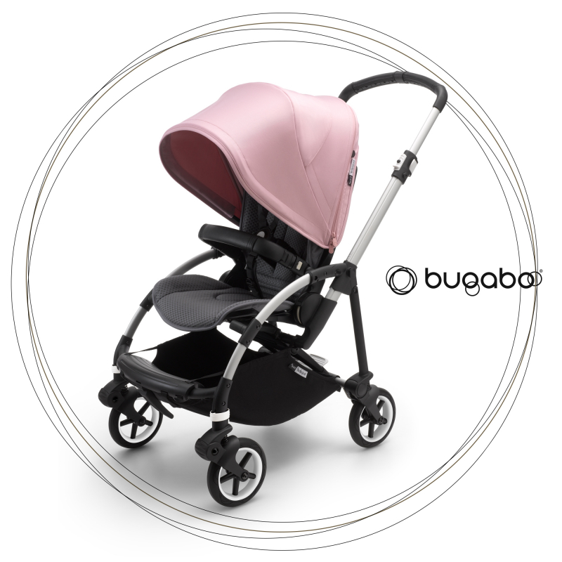 BUGABOO Bee 6 Podvozok ALU poťah športového sedadla GREY strieška SOFT PINK