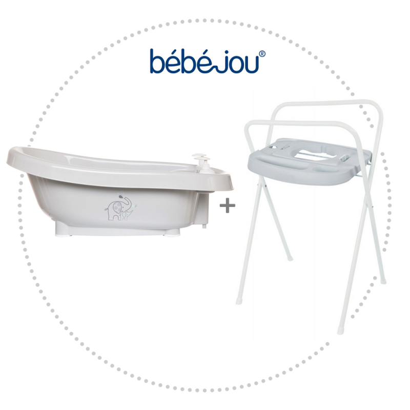 BÉBÉ JOU Vanička Click Ollie + Kovový stojan Click na vaničku Bébé-Jou 103 cm Light Grey