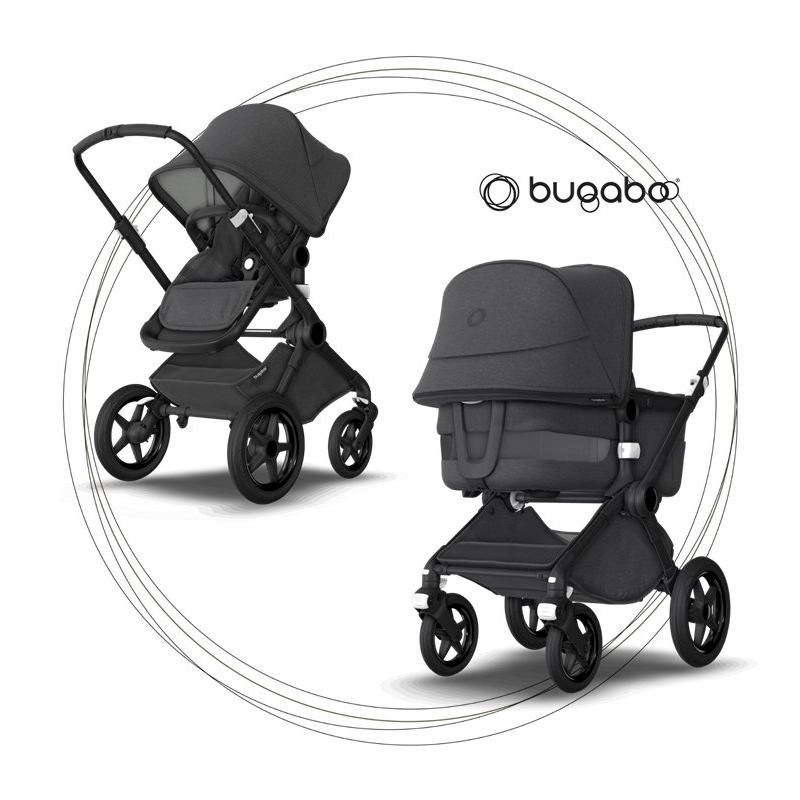 BUGABOO Fox 3 - 2. kombinácia Podvozok Black / Washed Black ( Mineral Colection )