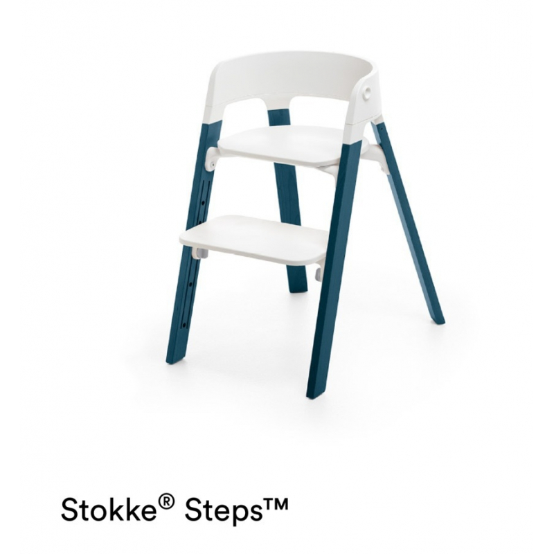 STOKKE Steps stolička Midnight Blue + plastový sedák White