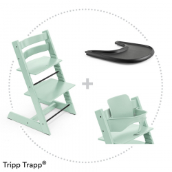 STOKKE Tripp Trapp jedálenská stolička soft mint, baby set, pultík Black