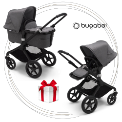 2. kombinácia BUGABOO Fox 2 - BLACK / GREY MELANGE / GREY MELANGE + DARČEK