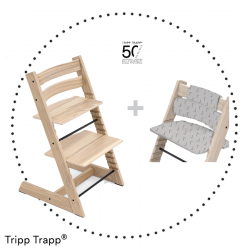Jedálenská stolička Stokke Tripp Trapp Limitovaná edícia k 50. výročiu Ash Mixed + Poduška Tripp Trapp edícia k 50. výročiu