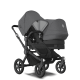 Súrodenecký kočík BUGABOO Donkey 5 Duo Podvozok Black , set textílií Midnight Black striešky