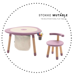 STOKKE MuTable Set stredný ( stolík, stolička, nádoba na ceruzky, odkladacie vrecúško ) - Mauve