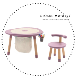 STOKKE MuTable Set stredný ( stolík, stolička, nádoba na ceruzky, odkladacie vrecúško ) - Mauve