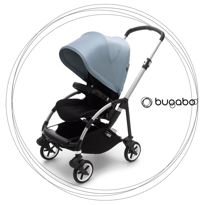 BUGABOO Bee 6 Podvozok ALU poťah športového sedadla GREY strieška VAPOR BLUE