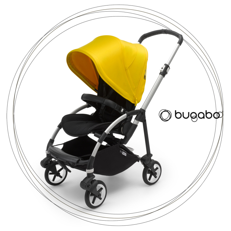 BUGABOO Bee 6 Podvozok ALU poťah športového sedadla GREY strieška LEMON YELLOW