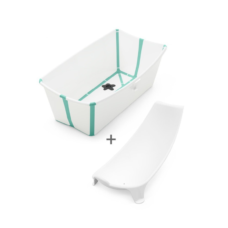 STOKKE Flexi bath vanička na kúpanie s termosenzitívnou nálepkou white aqua, lehátko white