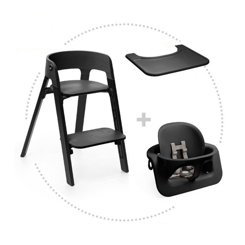 STOKKE Steps jedálenská stolička black, baby set black, pultík black