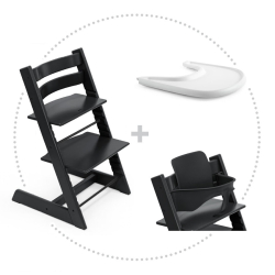 Set STOKKE Tripp Trapp Jedálenská stolička Black, Baby set Black, Pultík White