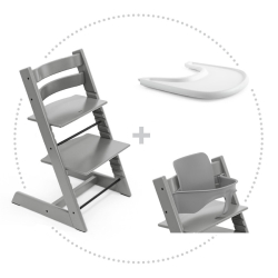 STOKKE Tripp Trapp jedálenská stolička storm grey, baby set, pultík White