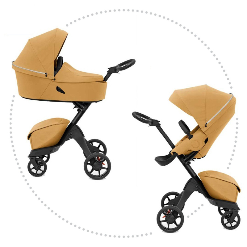 STOKKE Xplory X Black/Black Športový kočík, hlboká vanička golden yellow