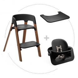 Set STOKKE Steps Jedálenská stolička Black/ Black, Baby set Black, Pultík Black