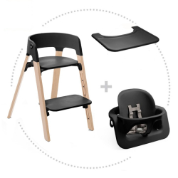 Set STOKKE Steps Jedálenská stolička Black/ Natural, Baby set Black, Pultík Black