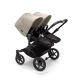 Kočík pre dvojičky BUGABOO Donkey 5 Twin Podvozok Black striešky, set textílií MIDNIGHT BLACK strieška desert taupe