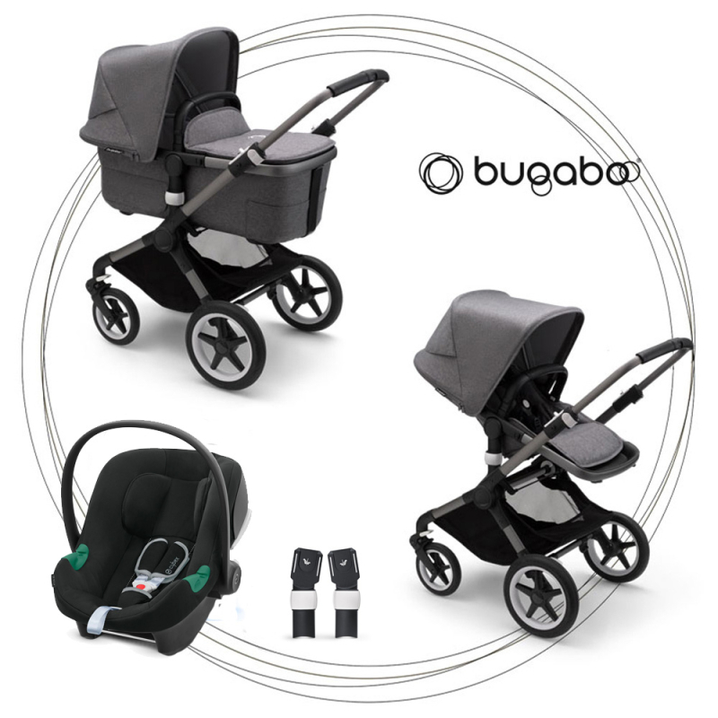 BUGABOO Fox 3 - Grphite / Grey Melange + Autosedačka Cybex Aton 5 -čierna + adapter