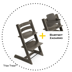 Jedálenská stolička STOKKE Tripp Trapp Hazy Grey + Babyset