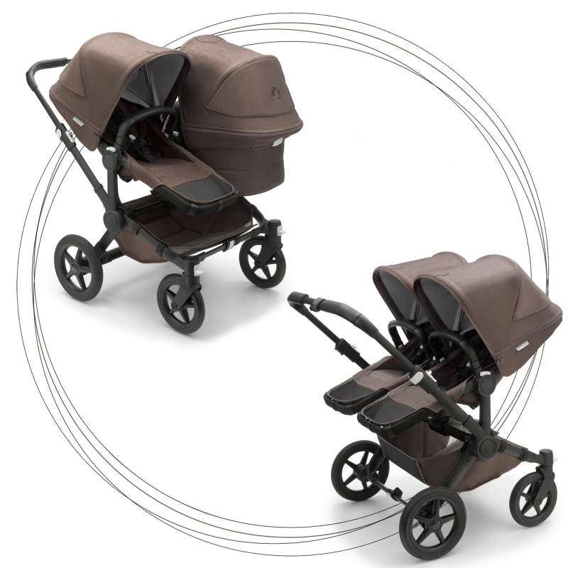 BUGABOO Donkey 5 Mineral Duo Podvozok Black poťah športového sedadla, hlboká vanička TAUPE strieška TAUPE